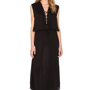 NWT REVOLVE IDNAH Pamela Lace Up Maxi Dress  Black Size Small